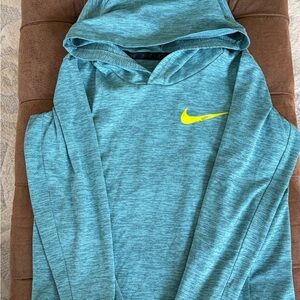 Nike Aqua Hoodie with Neon Yellow Swoosh